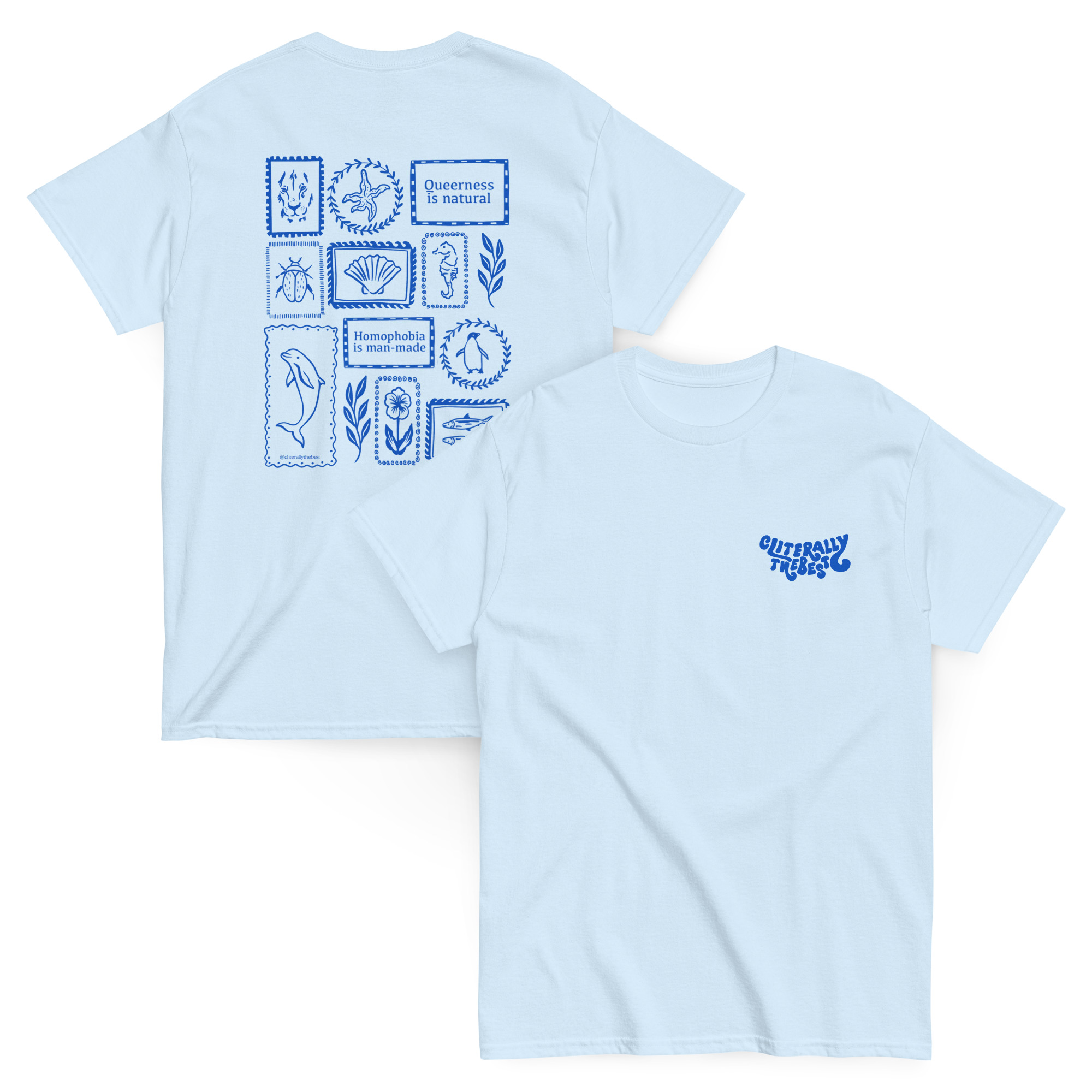 ‘Homophobia is Manmade’ Baby Blue Sex Positivi-tee