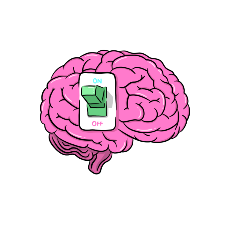 brain switch on and off illustration cliterally the best